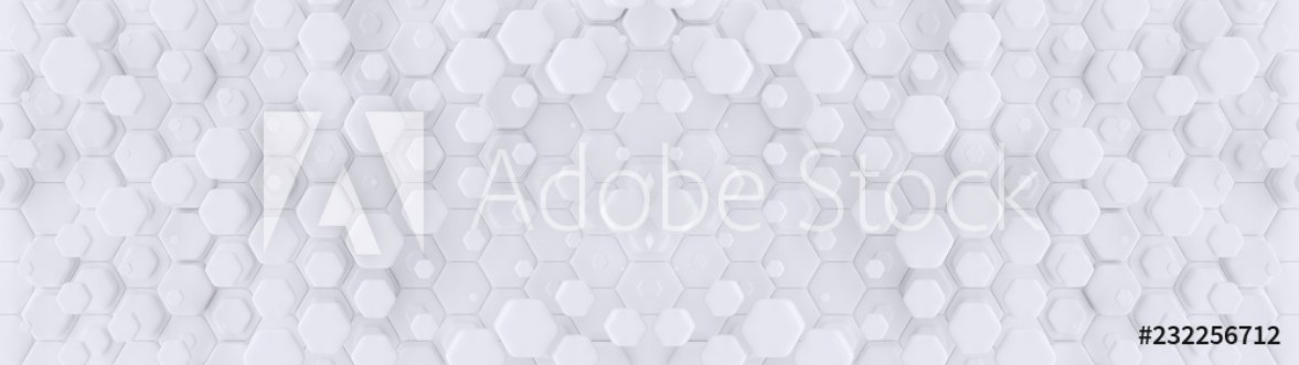Picture of Hexagonal geometric background Abstract structure of lots of different height hexagons Creative honeycomb surface Top view Cell elements pattern 3d rendering